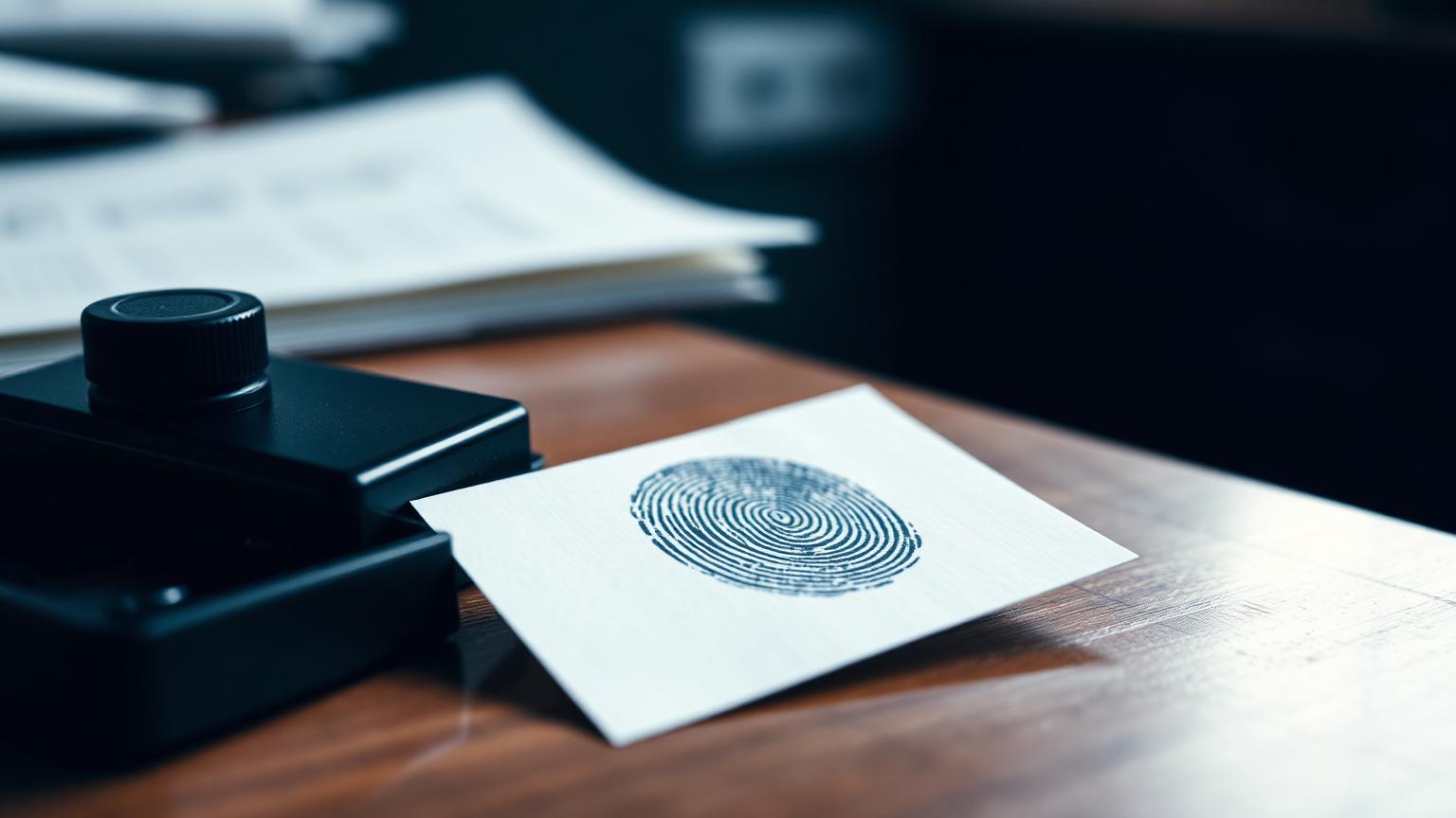 Fingerprint card and ink pad used for a police clearance certificate application