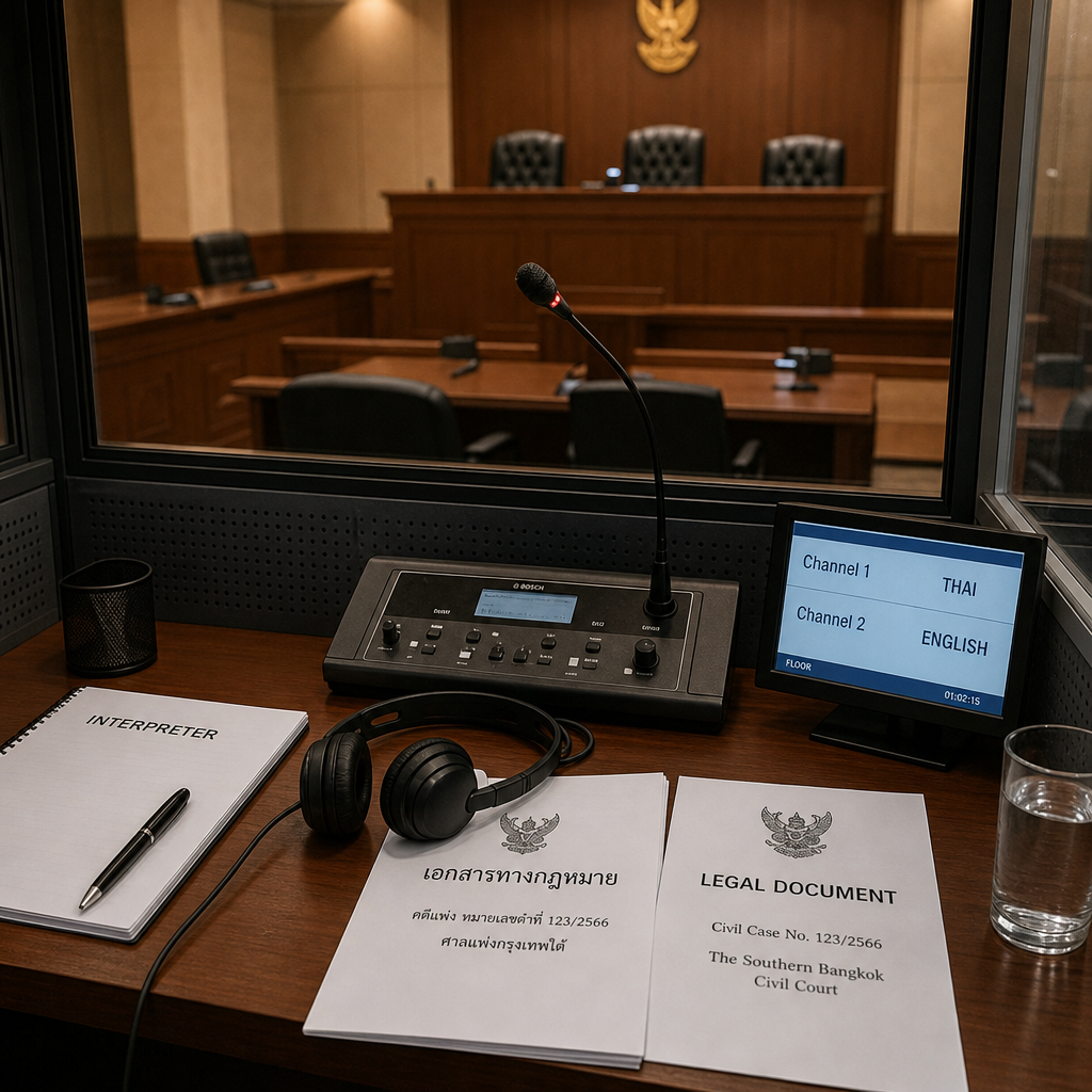 ภาพถ่ายบรรณาธิการของล่ามในบูธประชุม